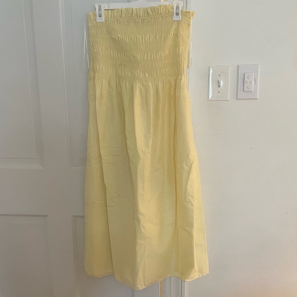 Yellow Strapless Midi Dress